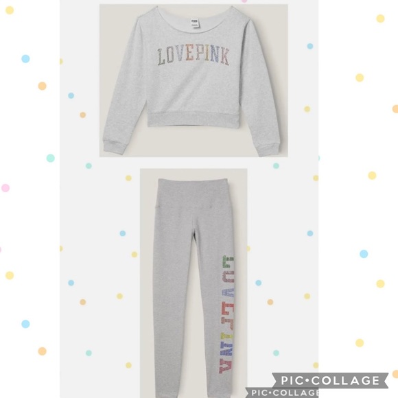 Victorias Secret Pink XXI Bling Joggers And
Bling 2X Open Neck Crew Brand New - Picture 2 of 11
